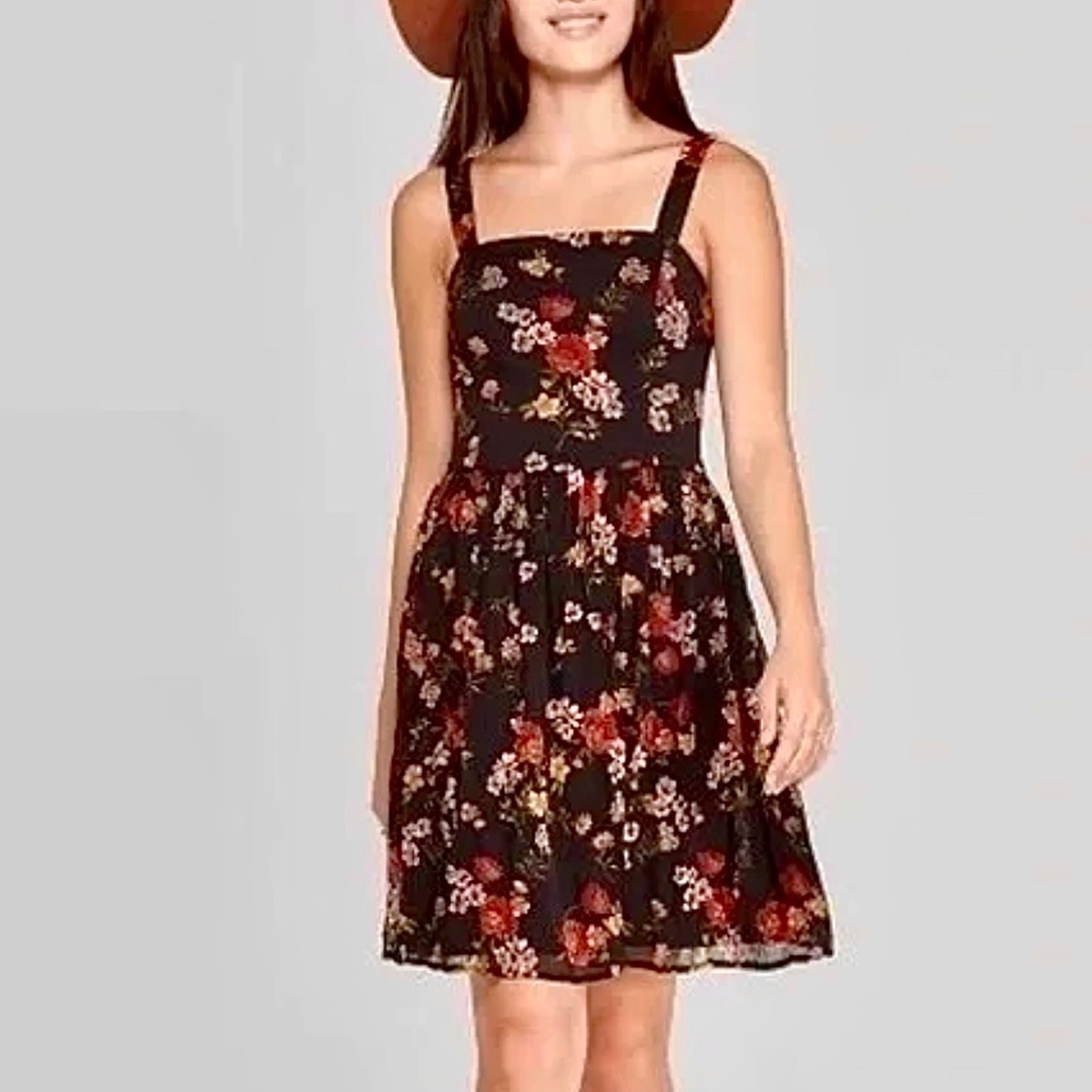 NWOT Xhilaration Black Floral Mini Dress